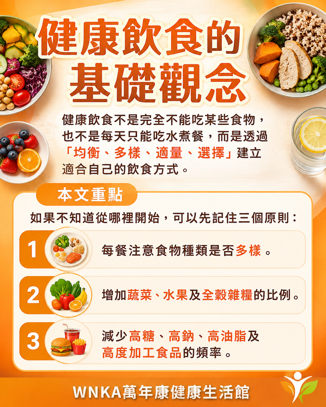 健康飲食的基礎觀念，從均衡、多樣、適量與食物選擇建立健康飲食方式