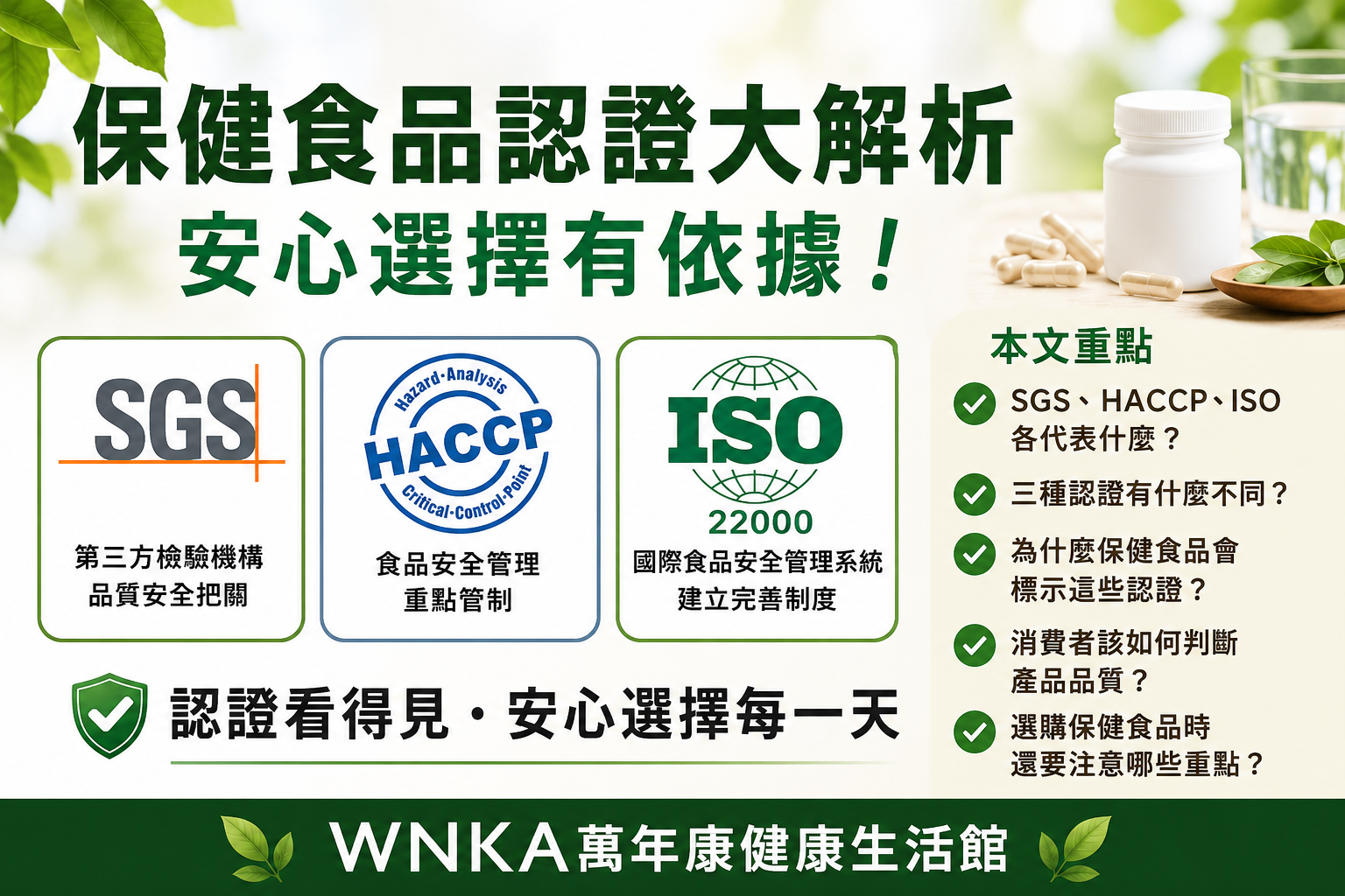 SGS、HACCP、ISO 是什麼？保健食品認證一次了解