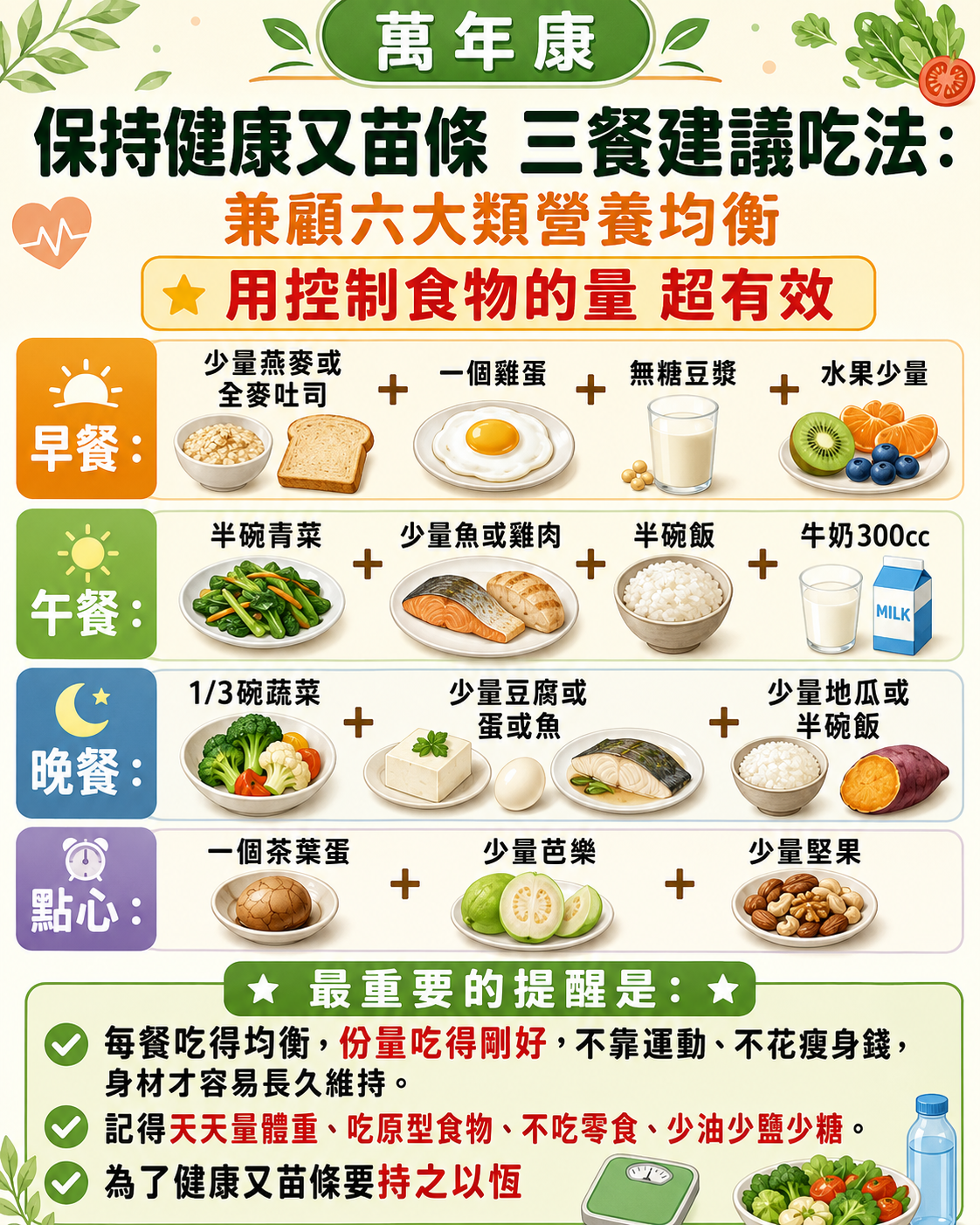 健康飲食三餐怎麼吃？營養師建議的三餐份量控制原則，健康減重不必節食