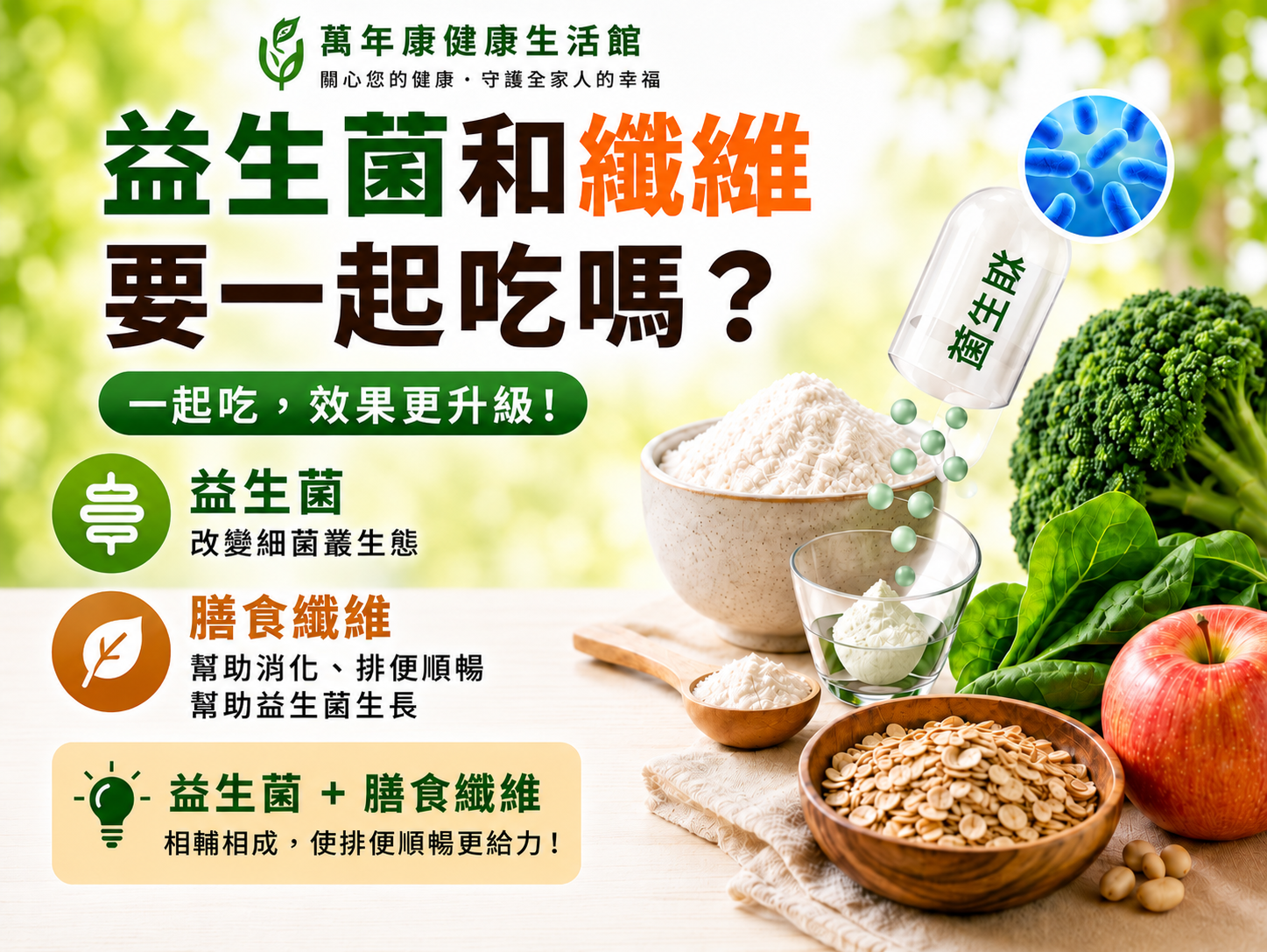 益生菌和纖維要一起吃嗎？完整解析搭配方式、食用時間與日常保養重點｜萬年康健康生活館